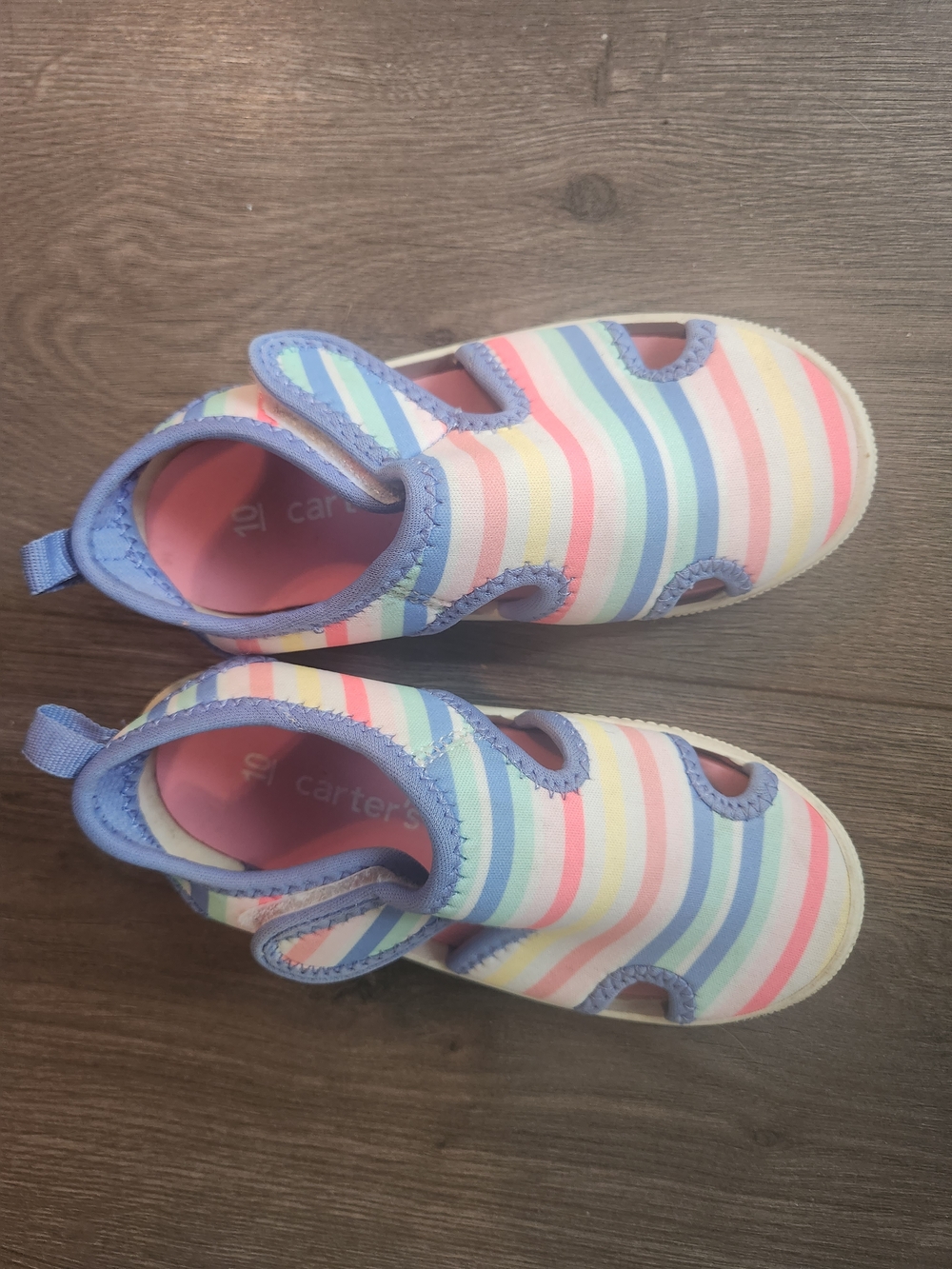 Carter's Kids Pastel Rainbow Stripe Slip-On Sandals Size Toddler 10